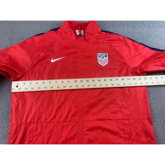 Nike Soccer Jacket Men's M Red Full Zip Mesh Lined Team USA Crest Logo Swoosh - Picture 6 of 11